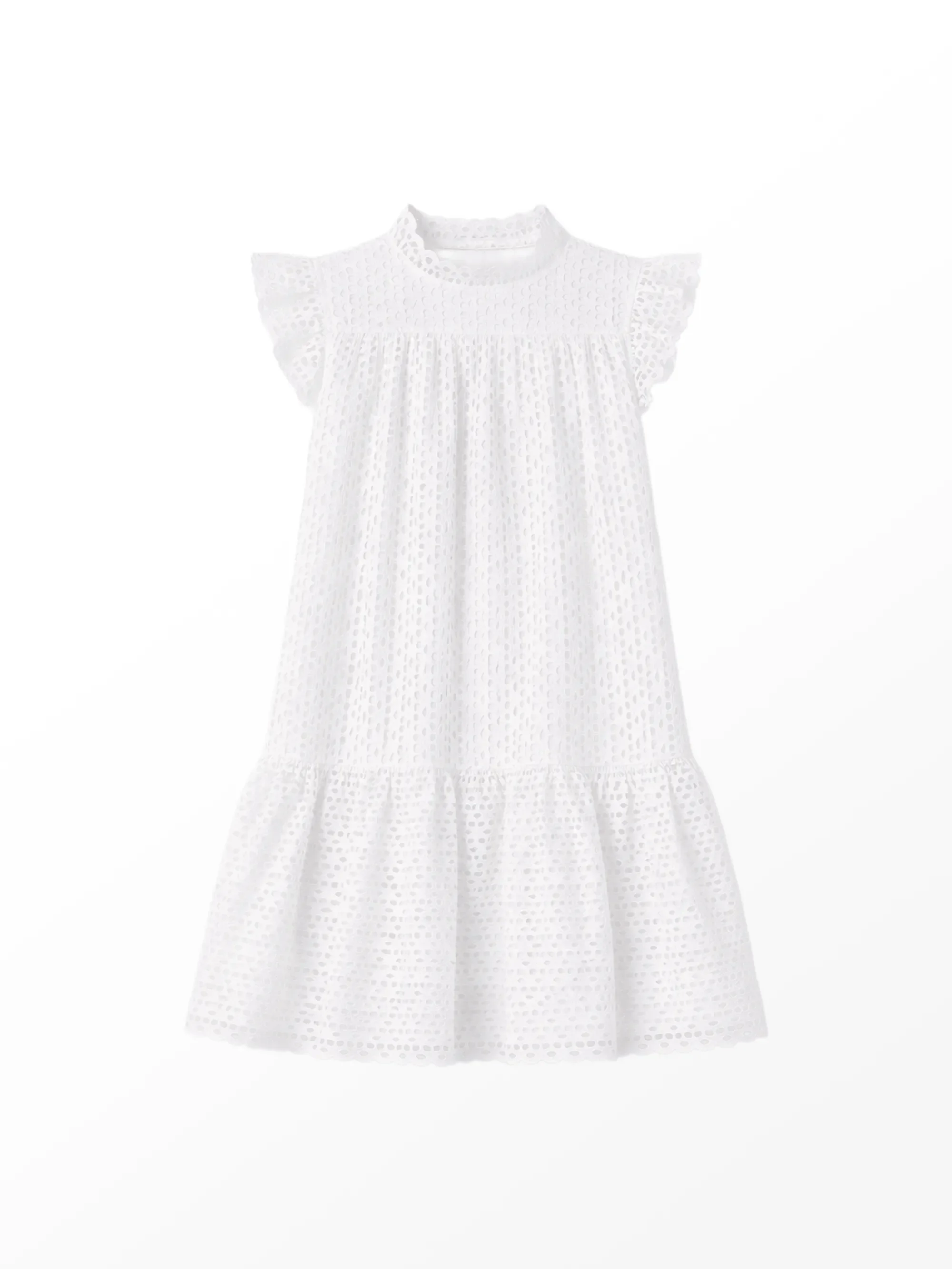 White Broderie Anglaise Cotton Mini Dress - Image 7