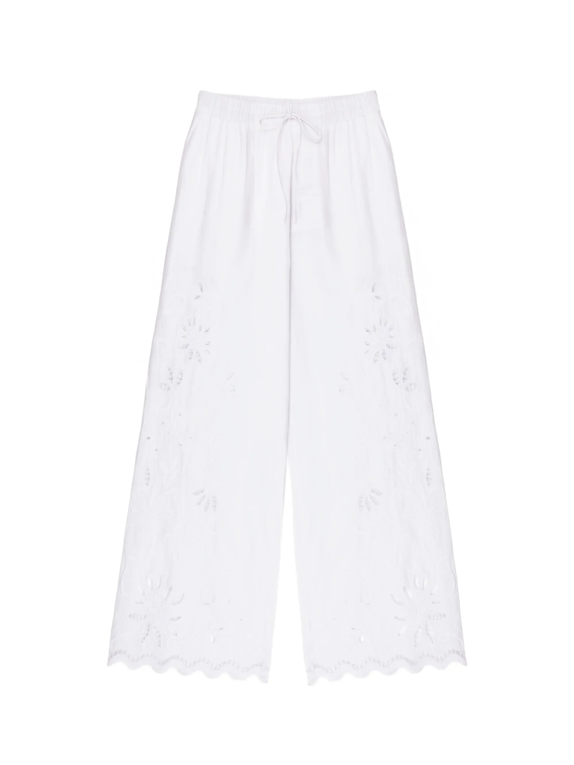 White Cutwork Broderie Trousers - Image 6