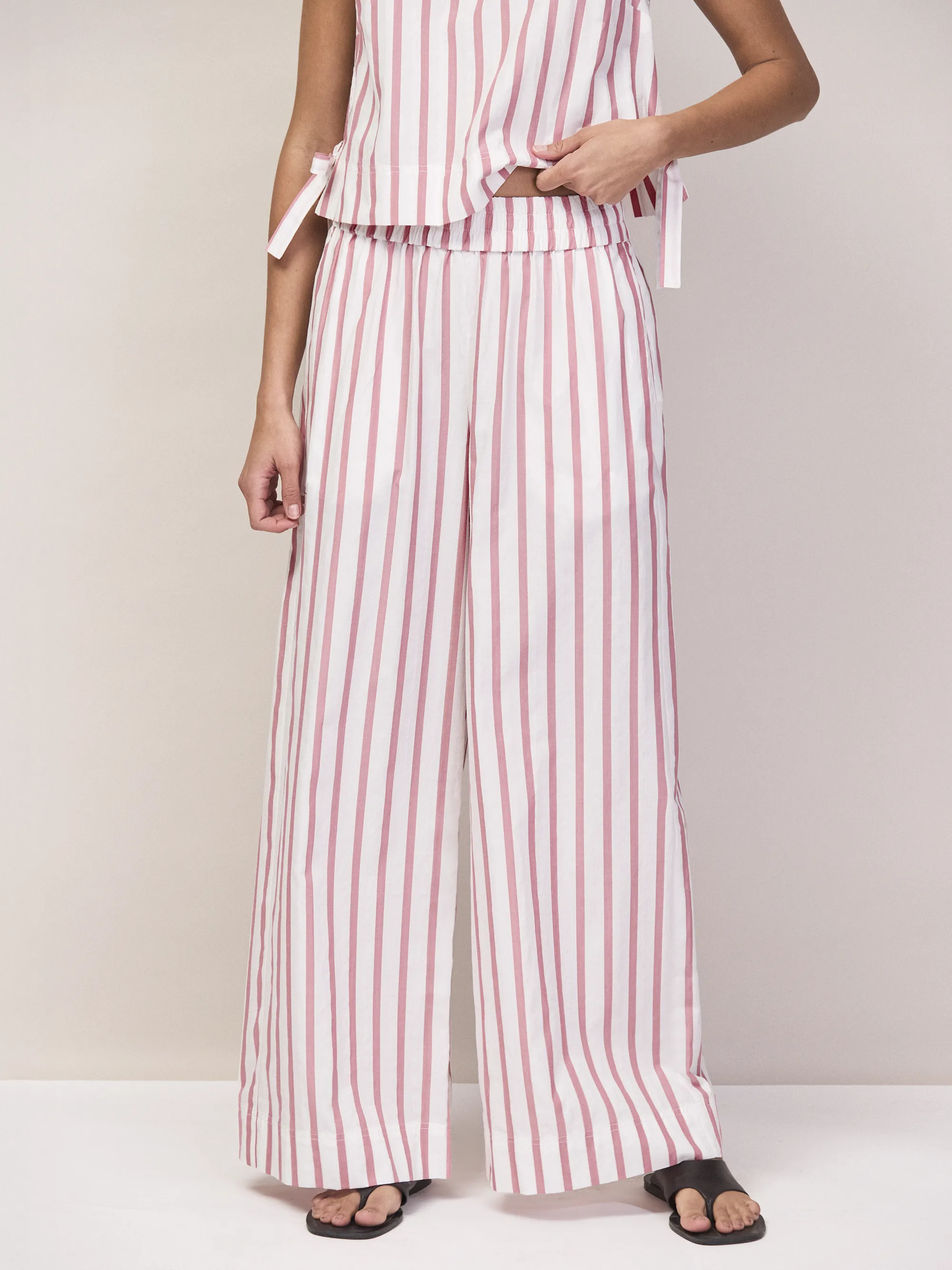 Pink Stripe Cotton Blend Trousers - Image 4
