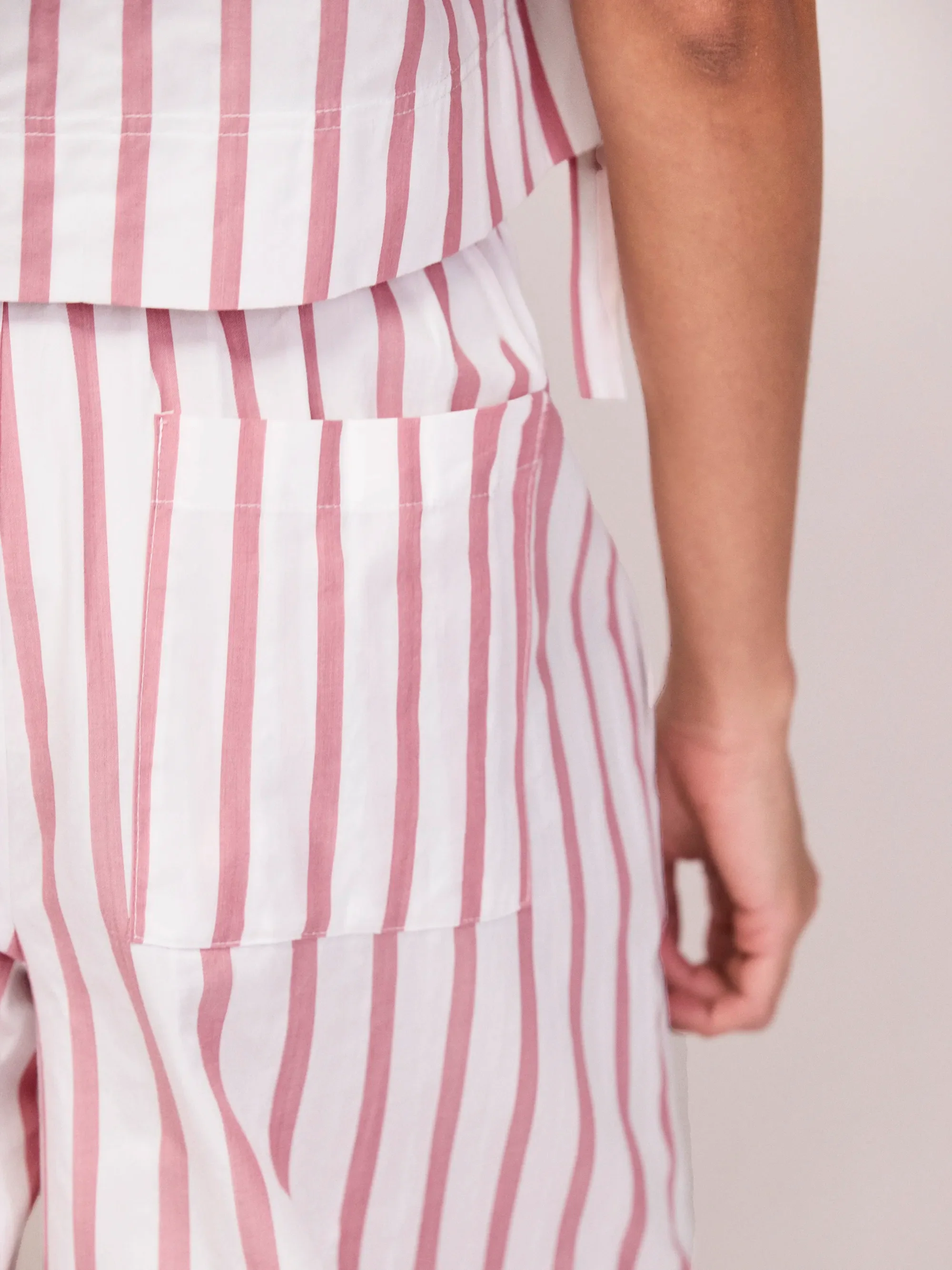 Pink Stripe Cotton Blend Trousers - Image 6