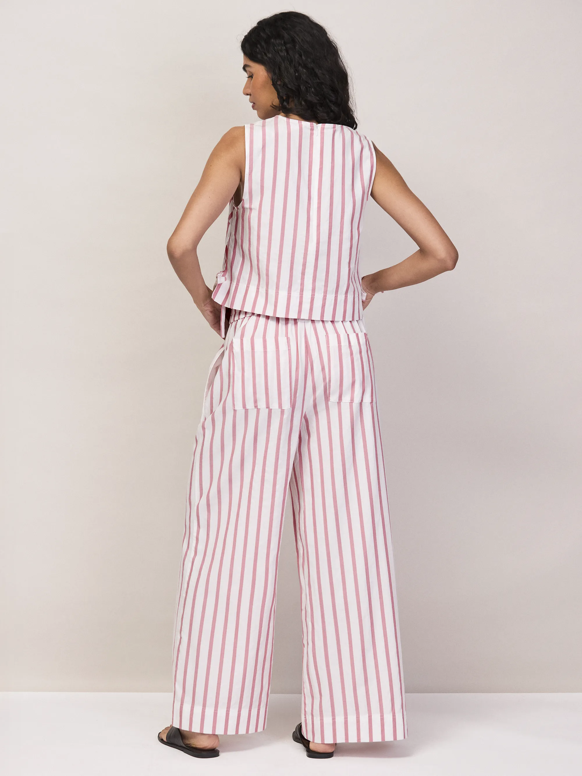 Pink Stripe Cotton Blend Trousers - Image 7