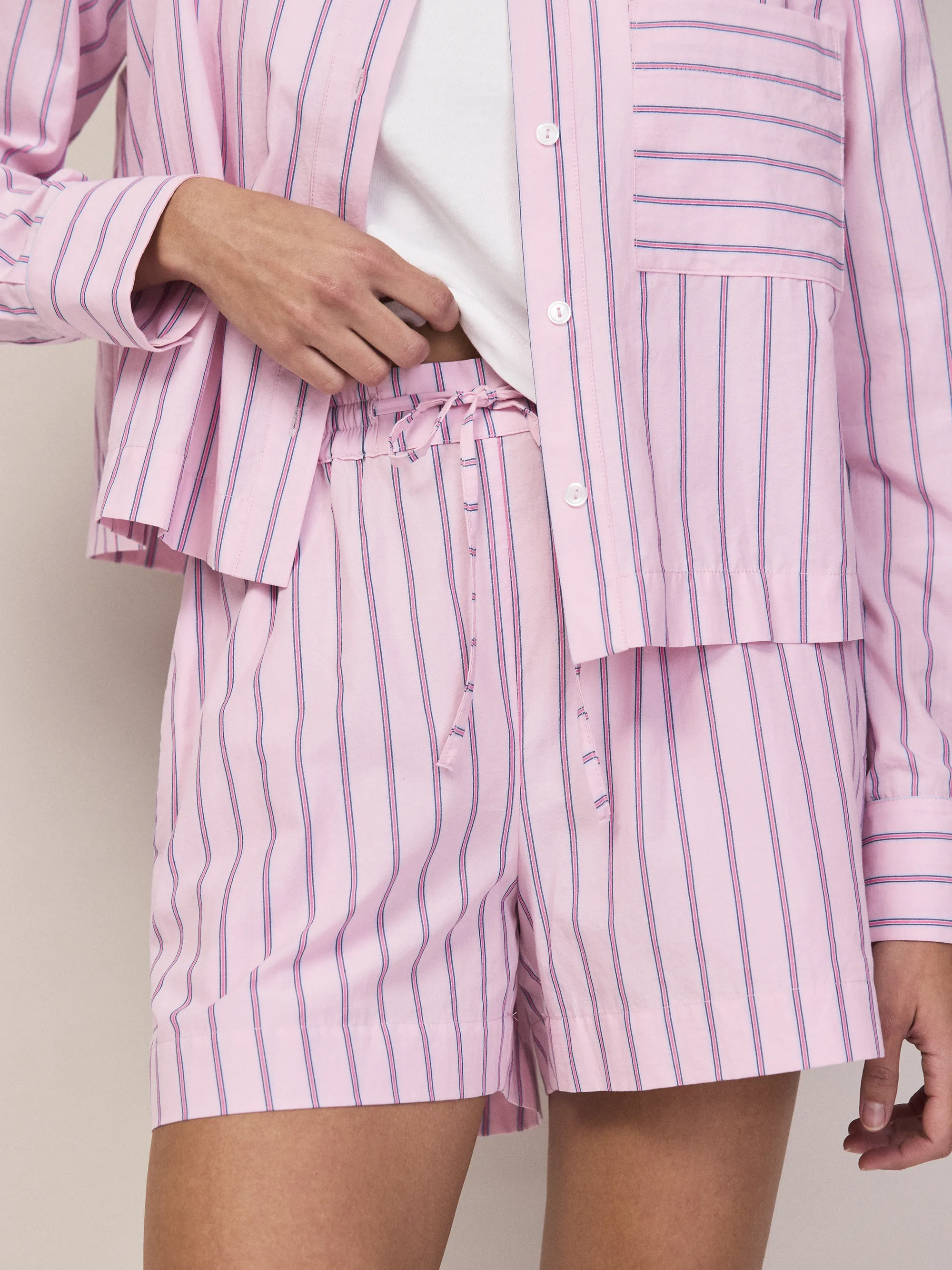 Pink Stripe Cotton Shorts - Image 3