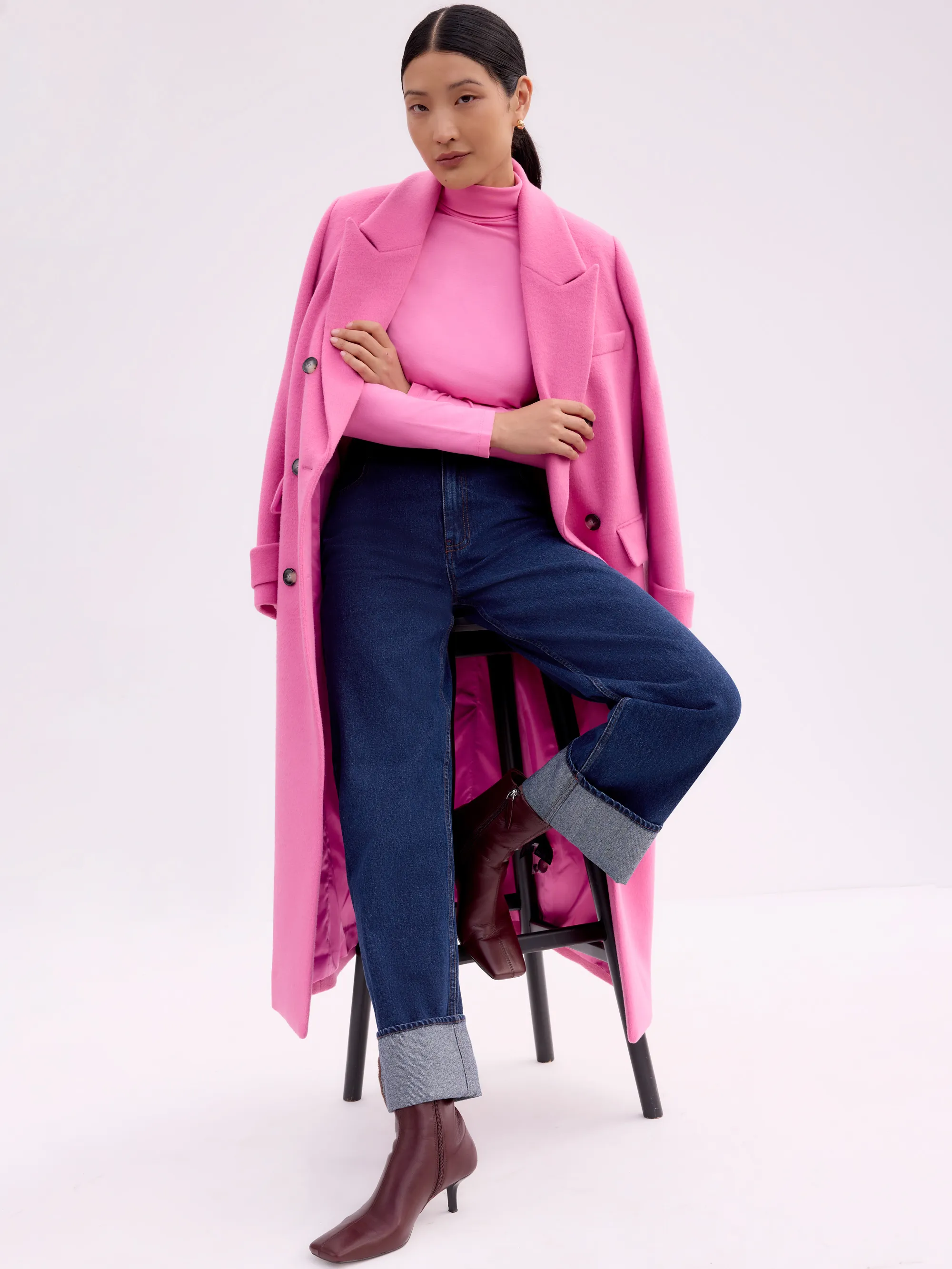 Pink Oversized Wool-Blend Coat - Image 4