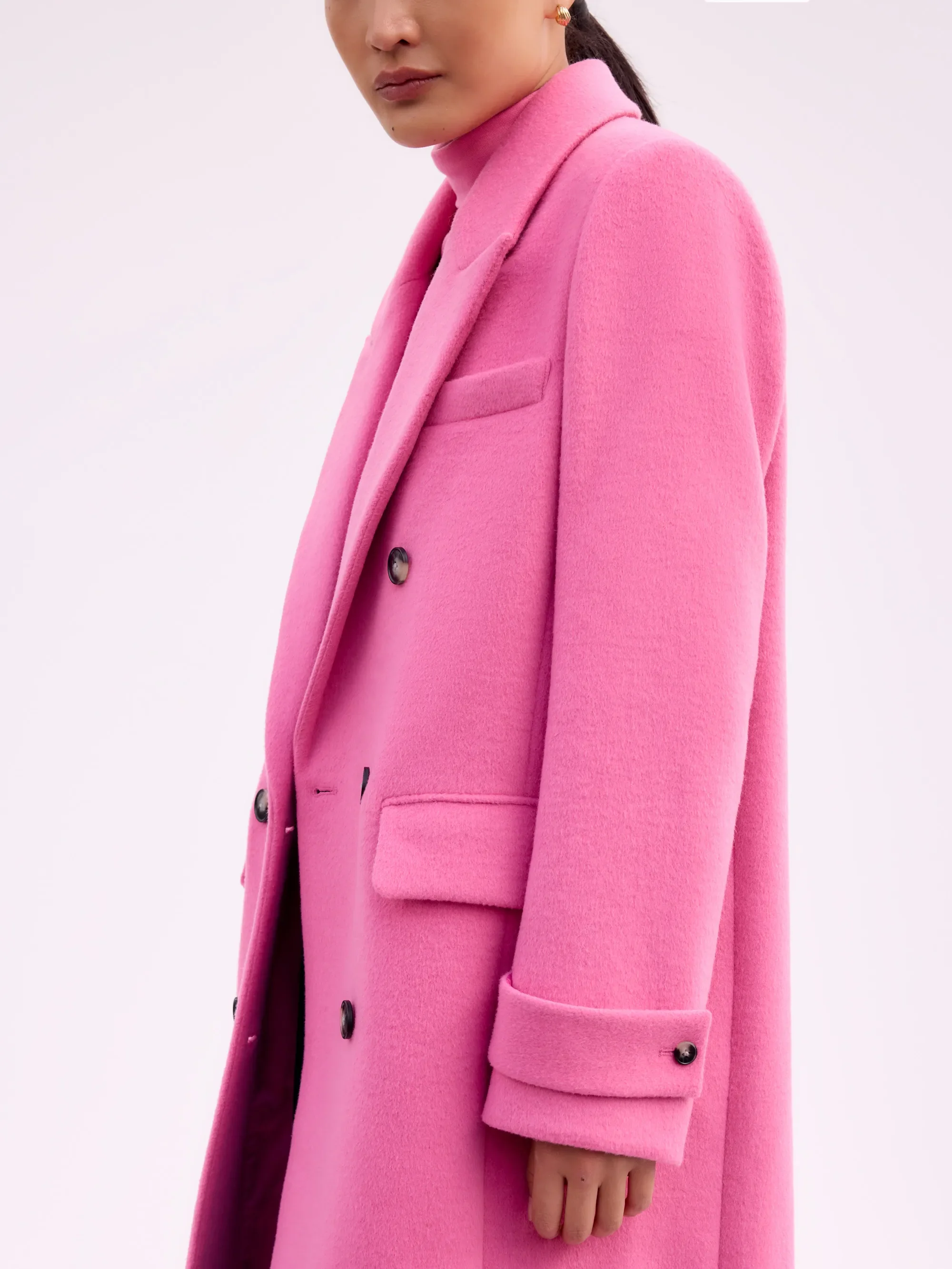 Pink Oversized Wool-Blend Coat - Image 5
