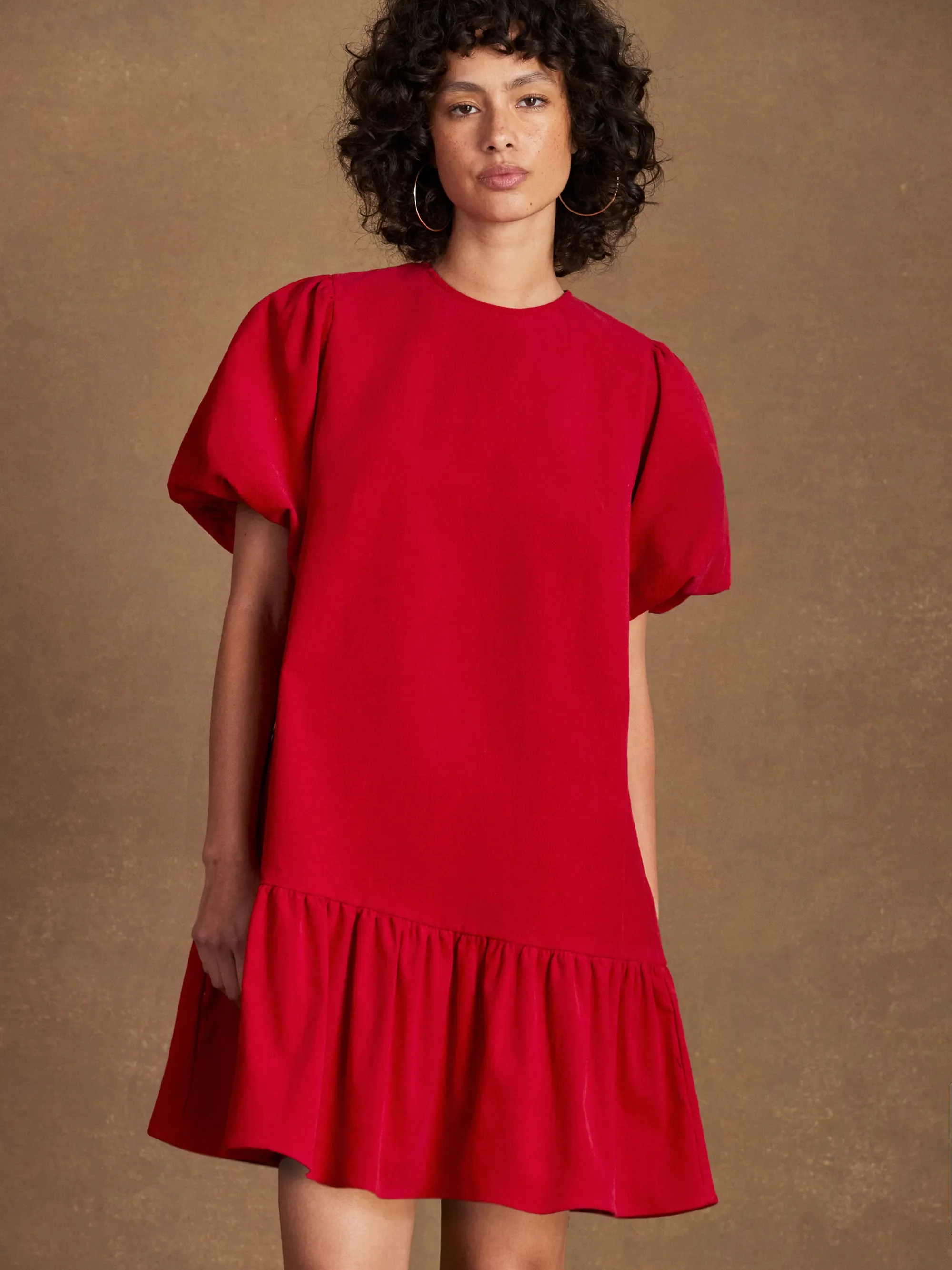 Red Baby Cord Mini Dress - Image 3