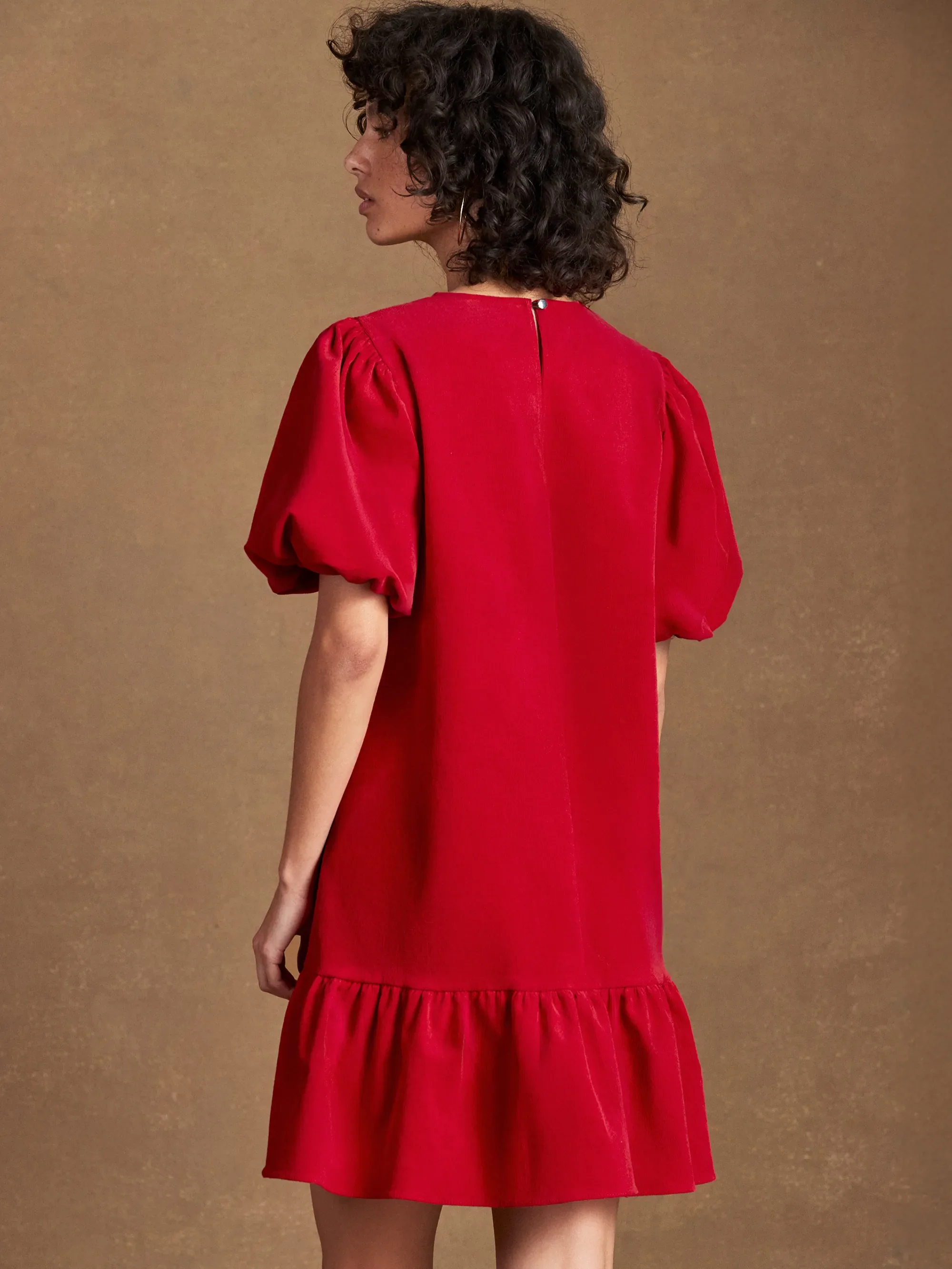 Red Baby Cord Mini Dress - Image 4