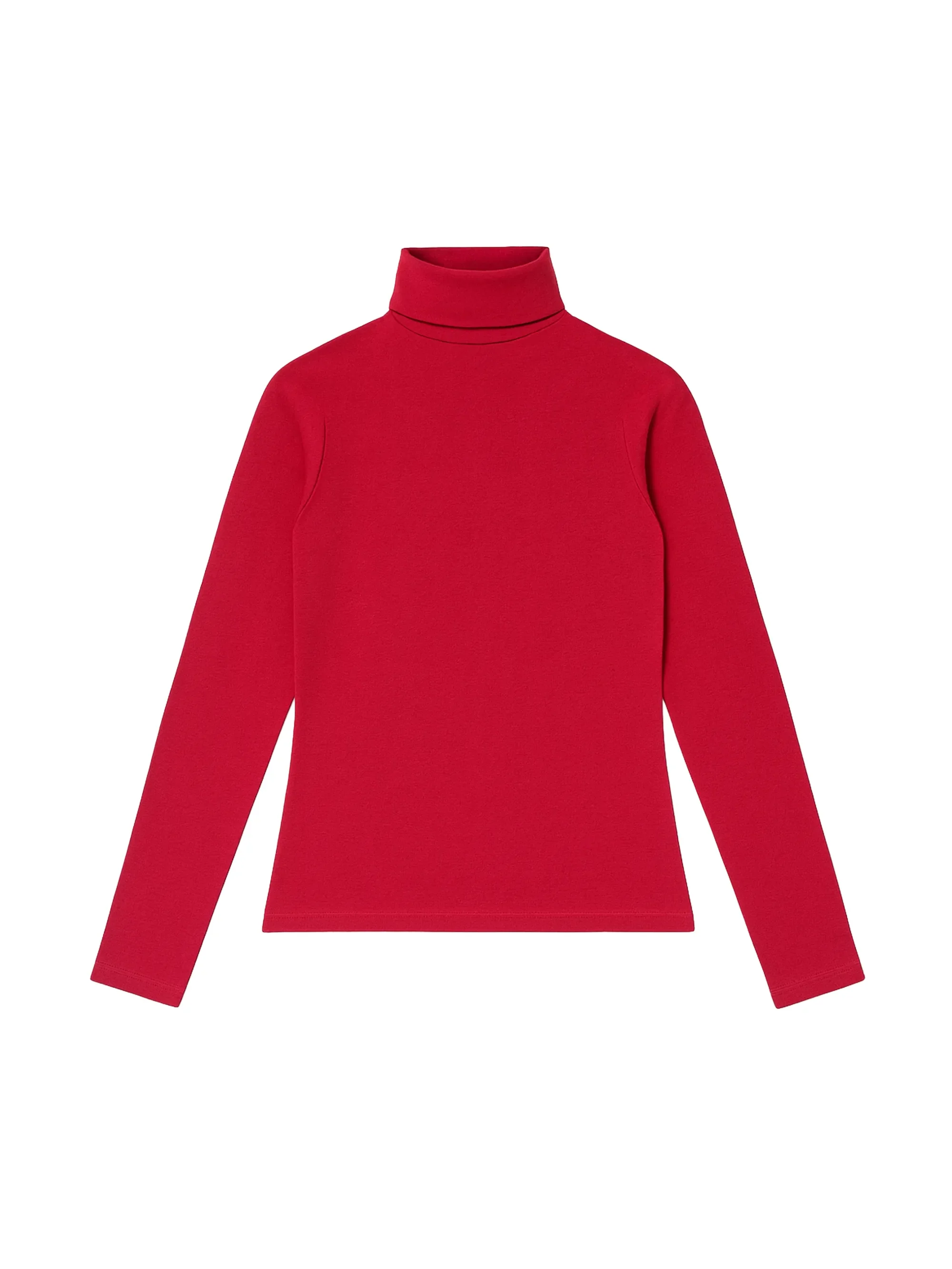 Red Cotton Blend Roll Neck Top - Image 5