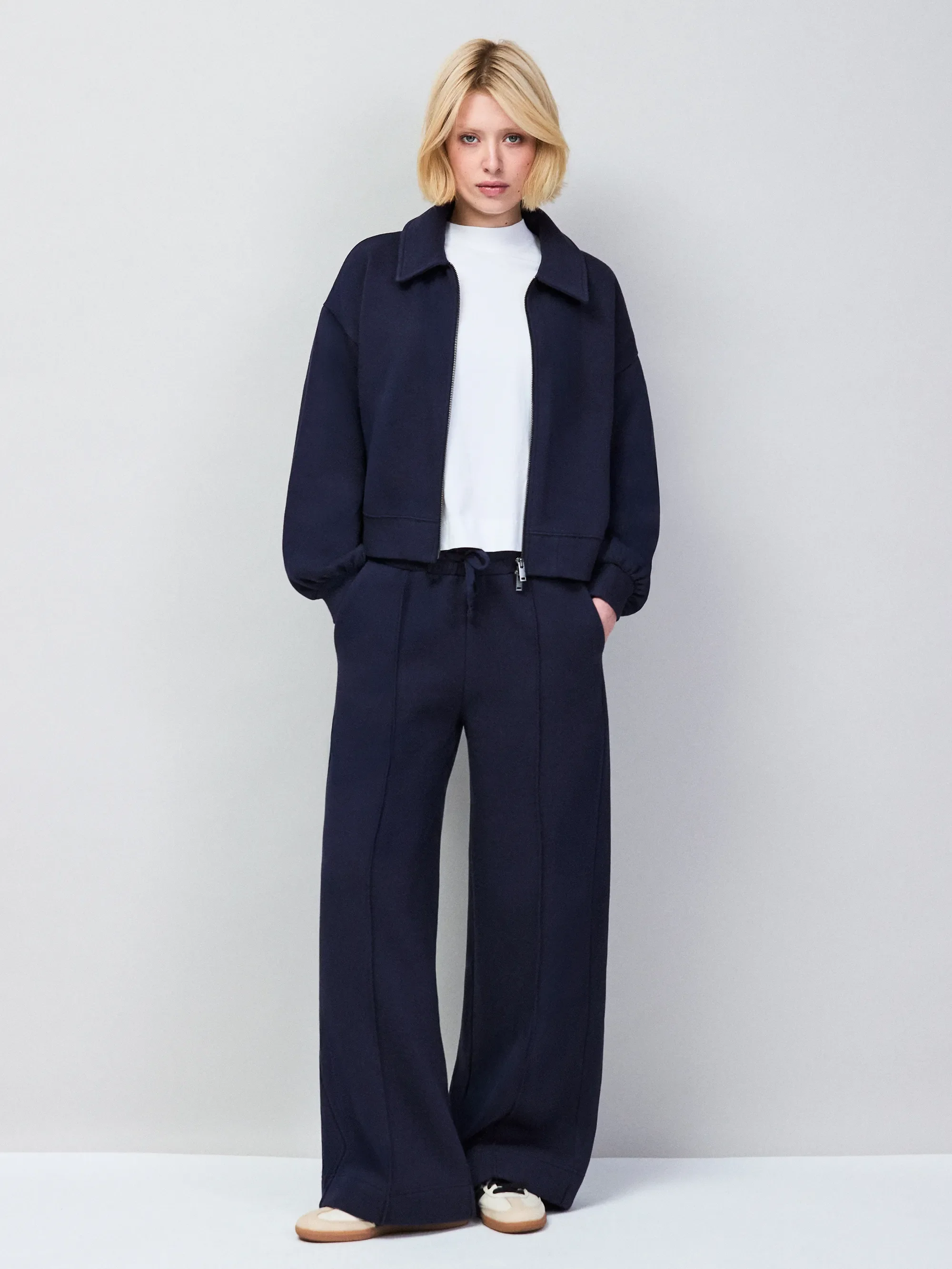 Petite Navy Wide Leg Sweatpants - Image 5
