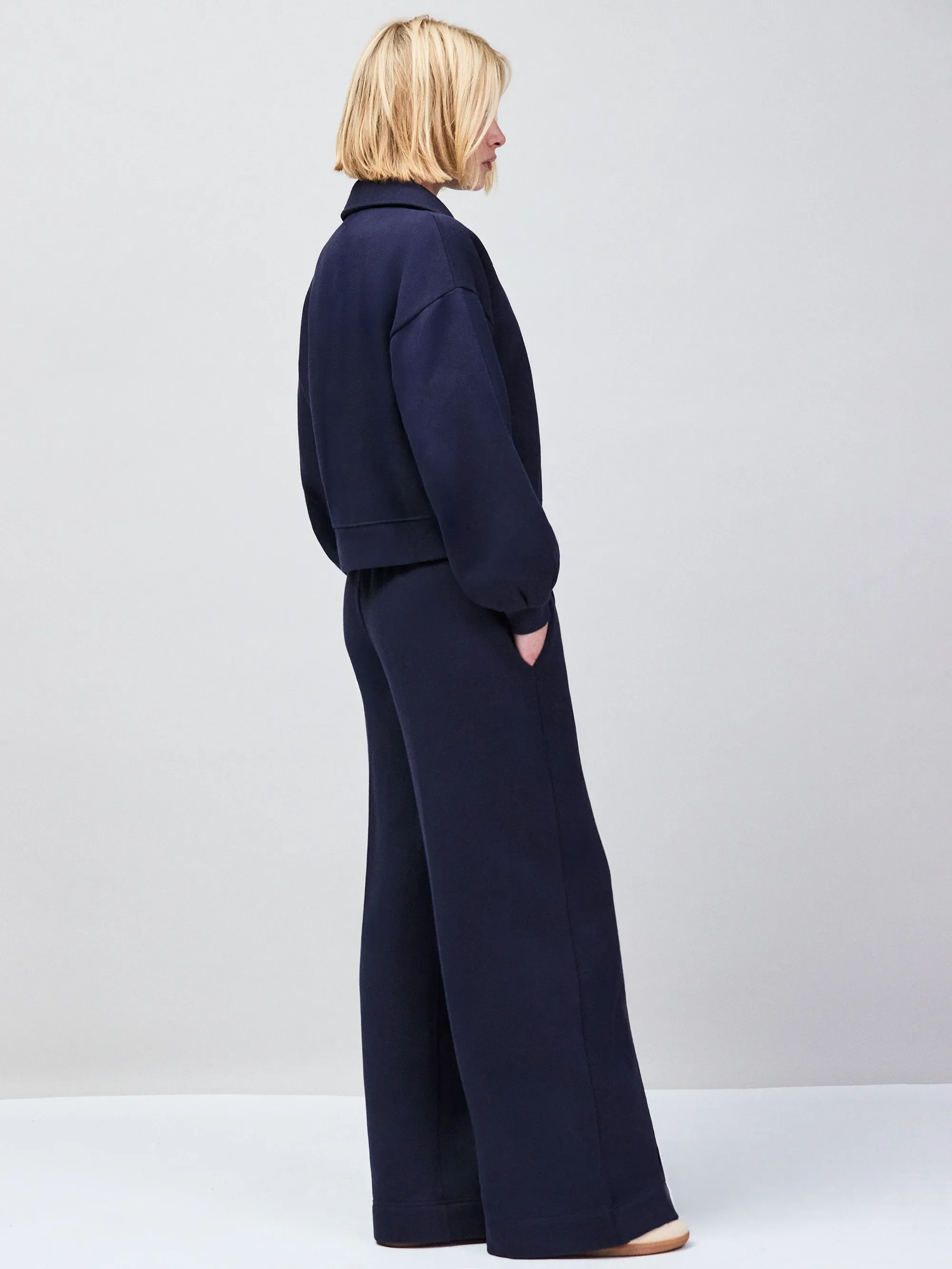 Petite Navy Wide Leg Sweatpants - Image 4