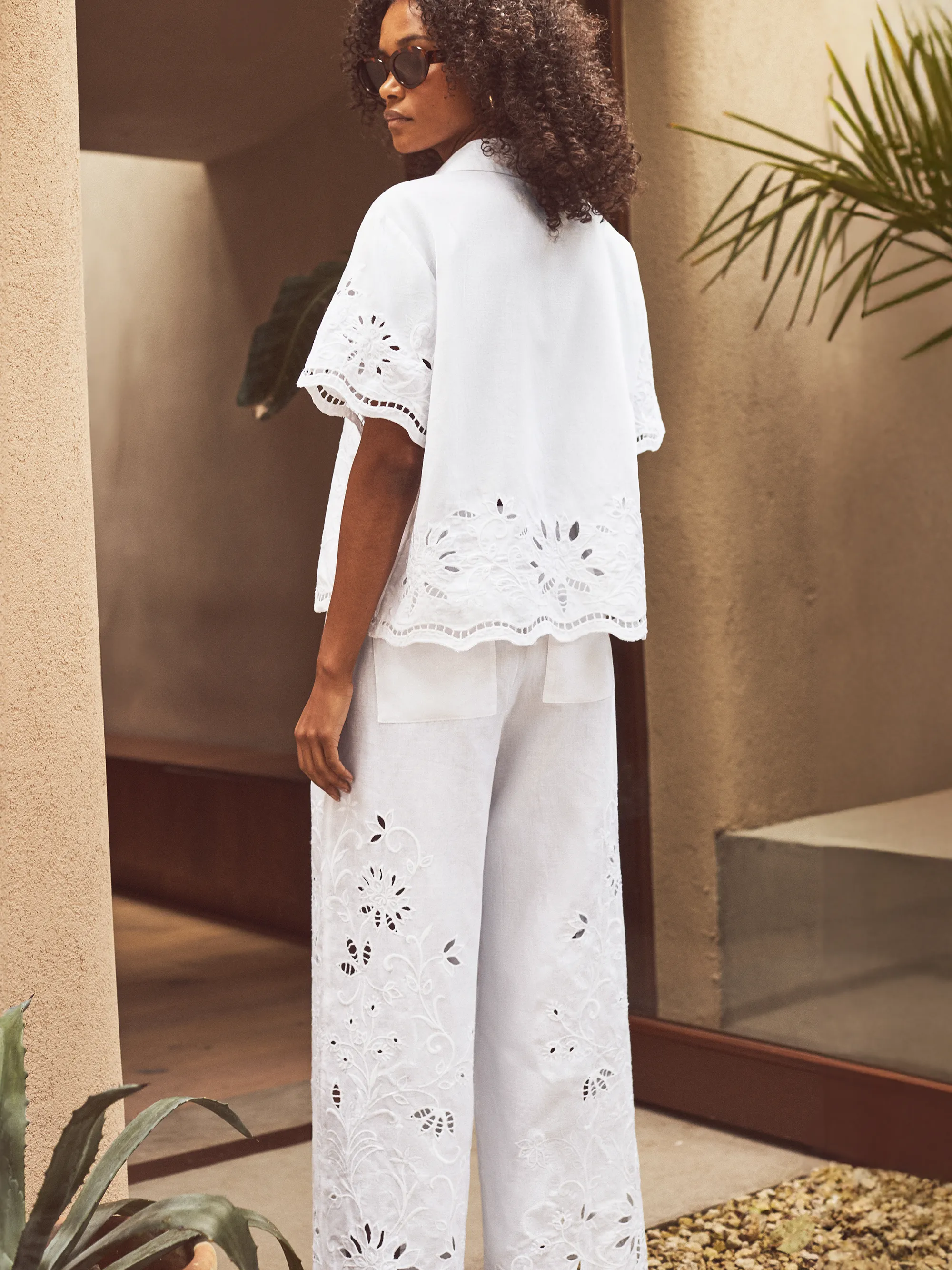 White Cutwork Broderie Tie Front Shirt - Image 5