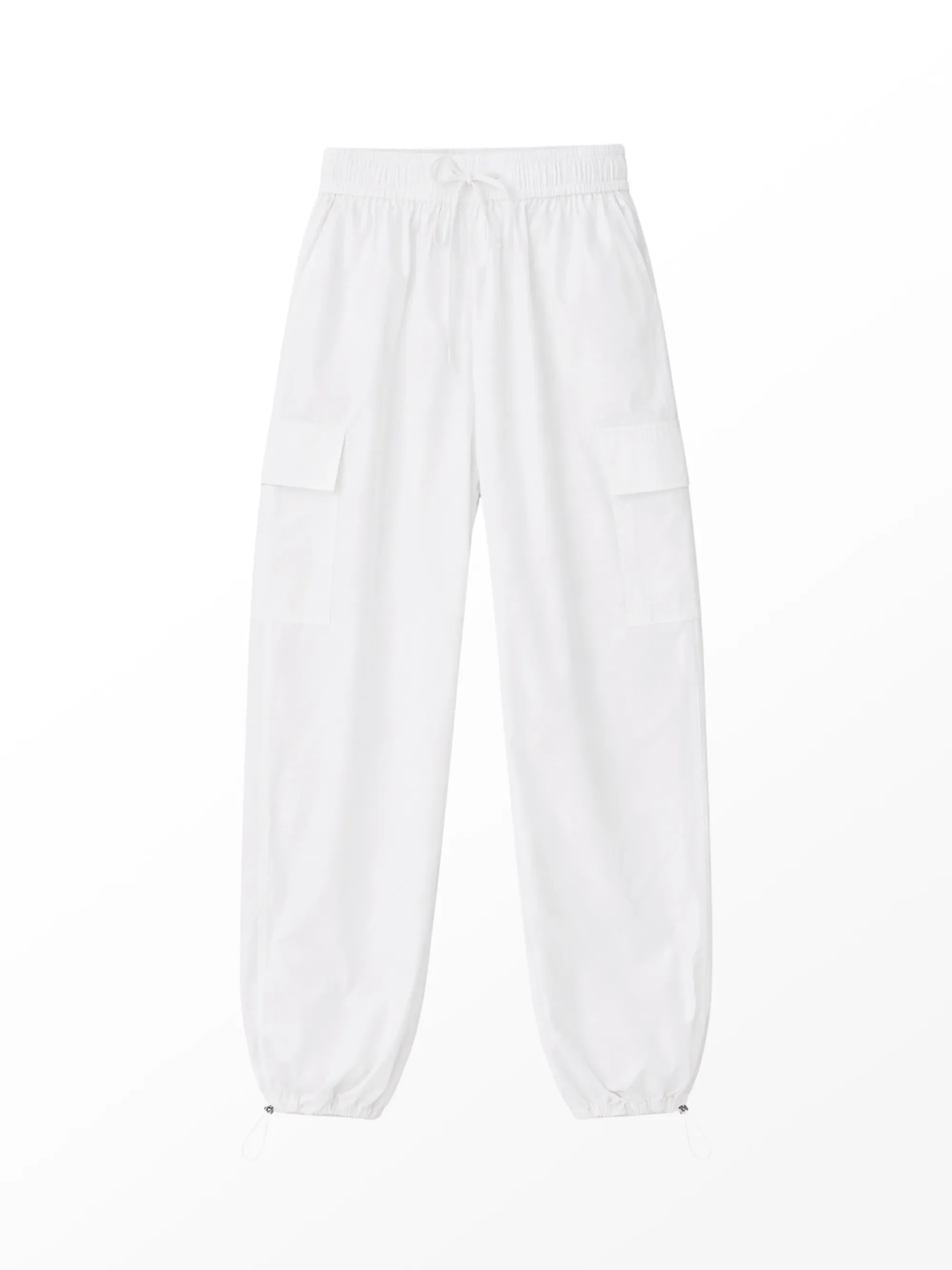 White Cotton Drawstring Cuff Trousers - Image 9