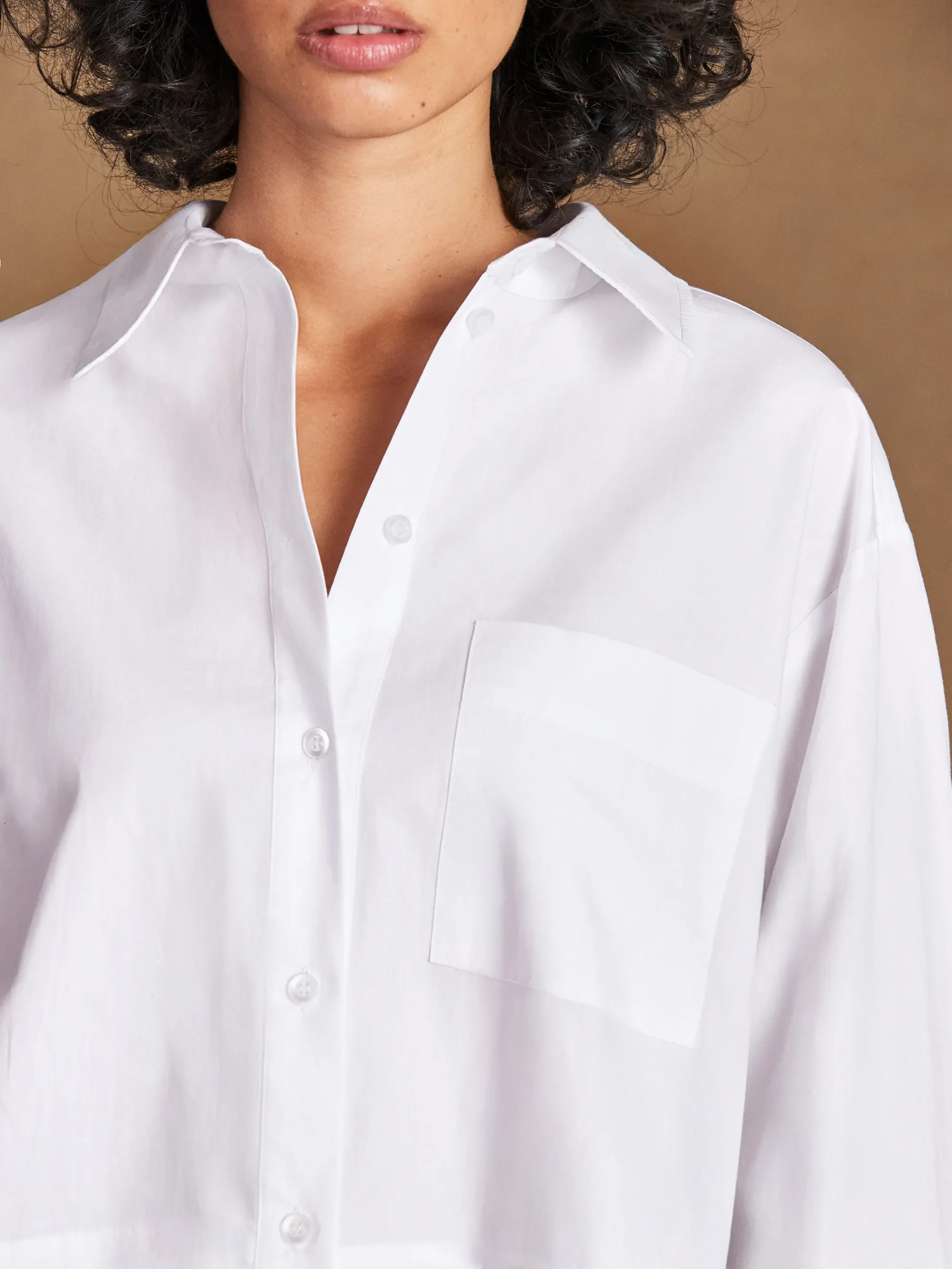White Cotton Poplin Cropped Shirt - Image 3