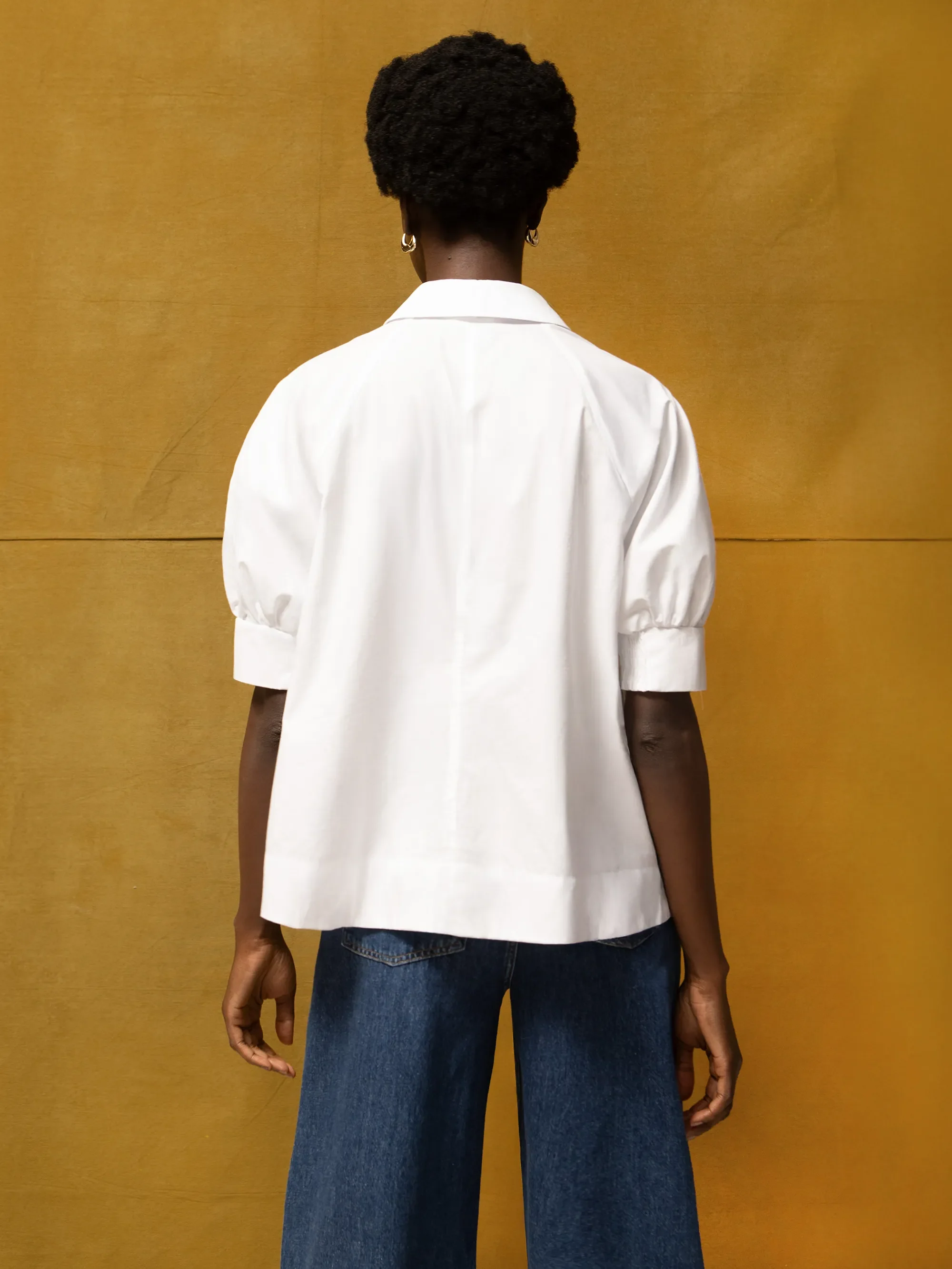 White Cotton Poplin Short Sleeve Shirt - Image 5