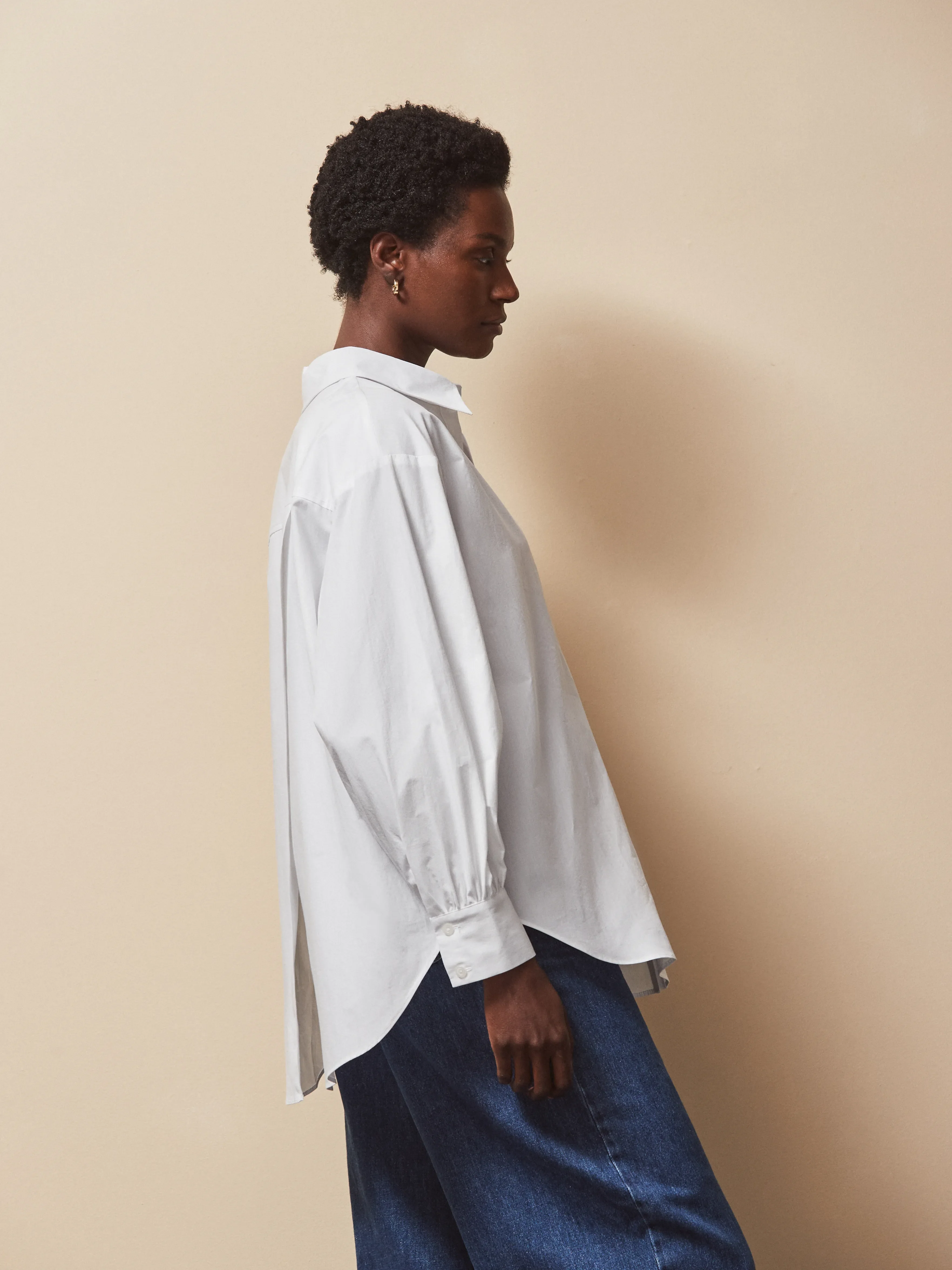 White Cross Over Back Cotton Shirt - Image 3