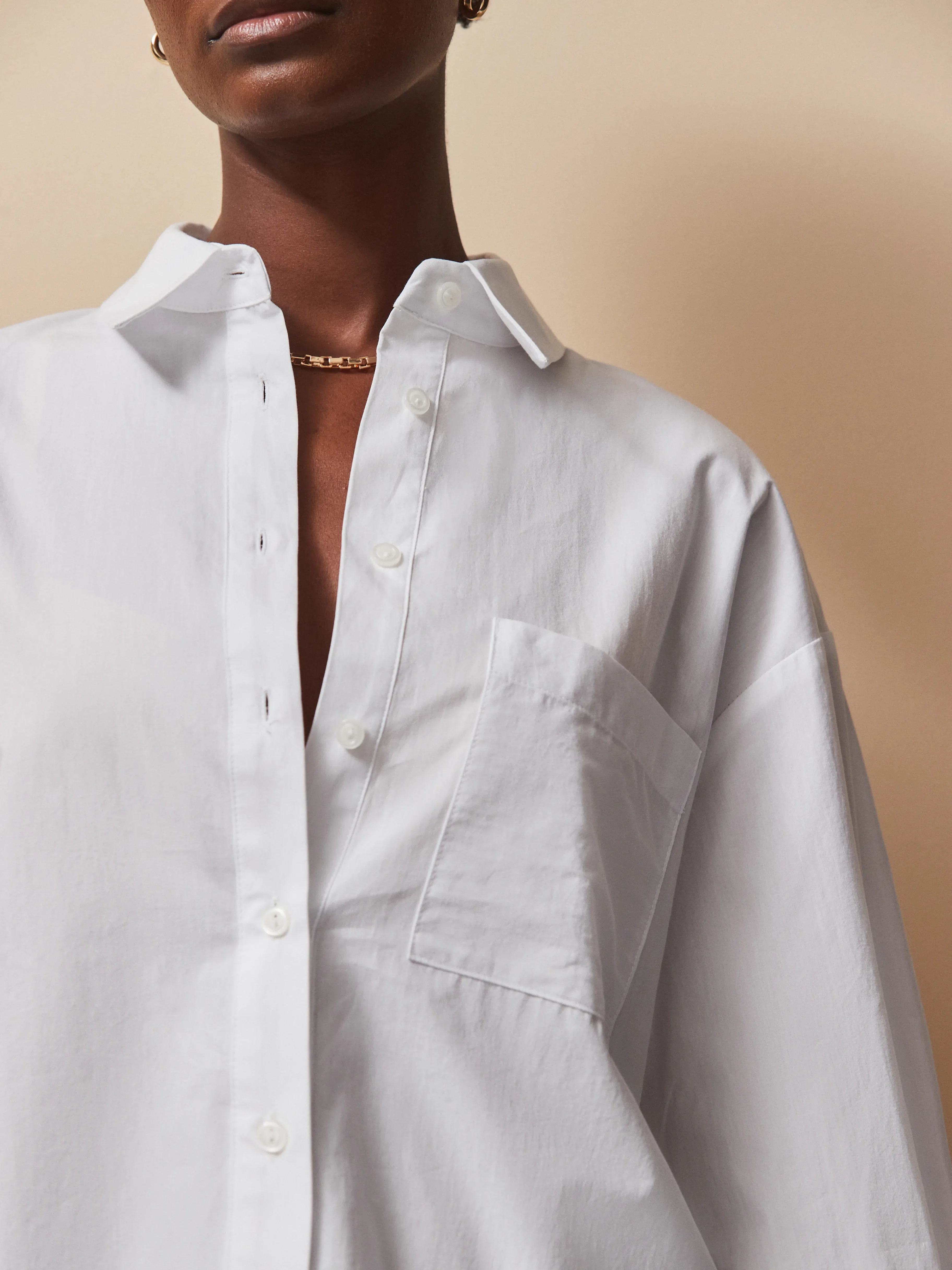 White Cross Over Back Cotton Shirt - Image 4