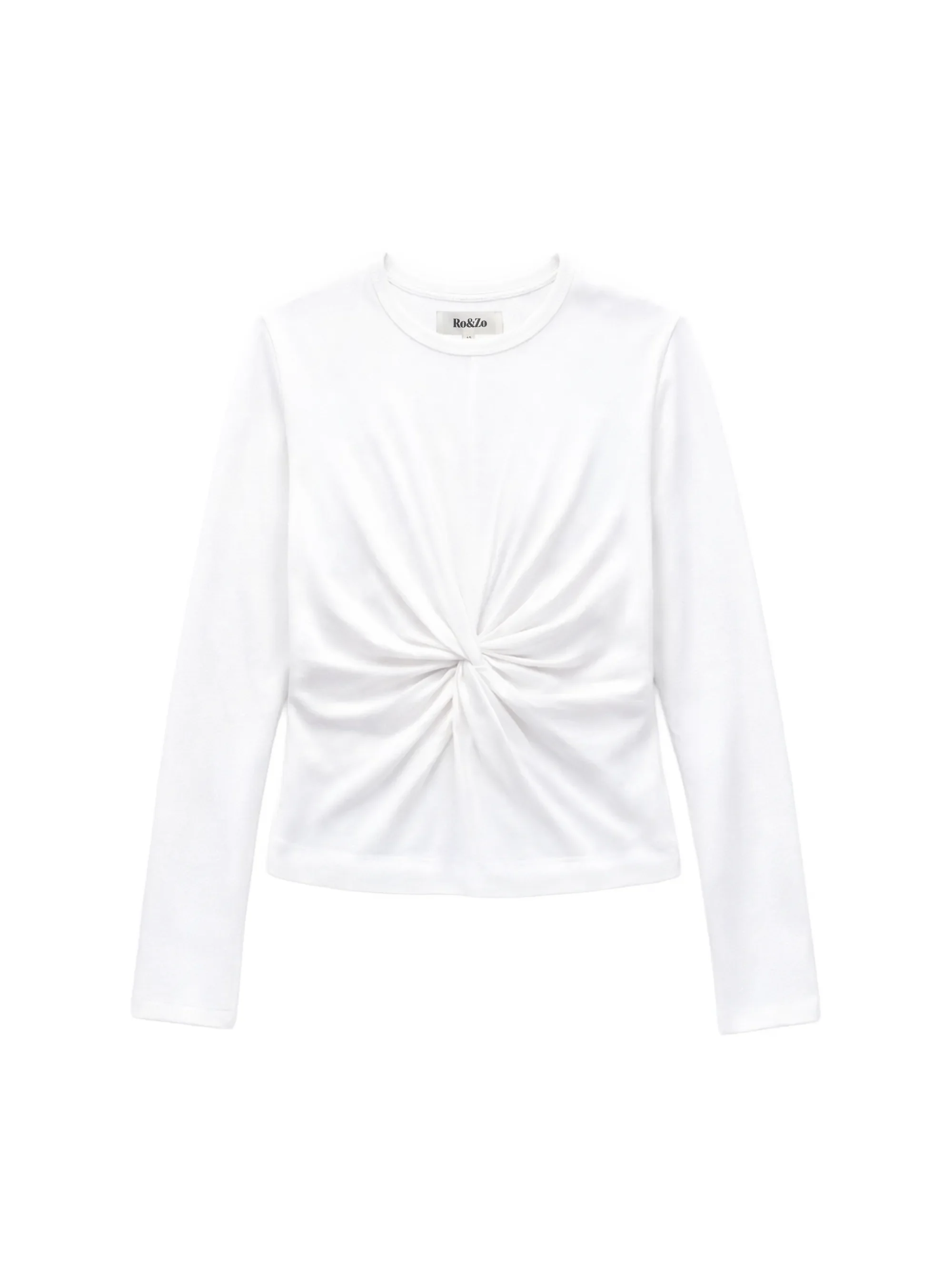 White Twist-Front Long-Sleeve Cotton T-Shirt - Image 5